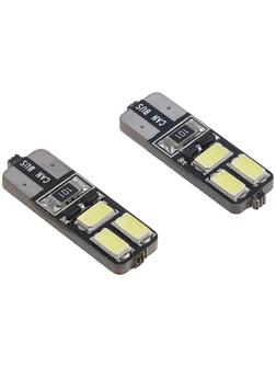 Автолампа светодиодная TORSO T10 W5W, 12 В, 6 SMD-5630, 3 Вт, с обманкой, набор 2 шт