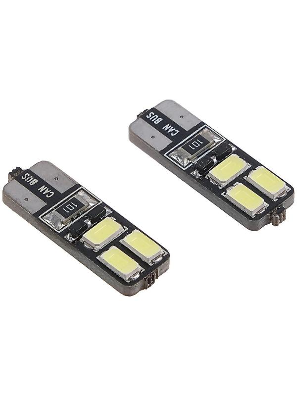 Автолампа светодиодная TORSO T10 W5W, 12 В, 6 SMD-5630, 3 Вт, с обманкой, набор 2 шт