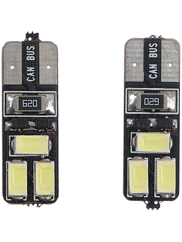 Автолампа светодиодная TORSO T10 W5W, 12 В, 6 SMD-5630, 3 Вт, с обманкой, набор 2 шт