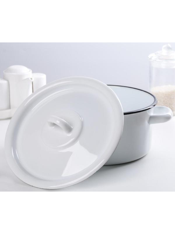 Кастрюля цилиндрическая, 2 л, эмалированная крышка, индукция, цвет белый