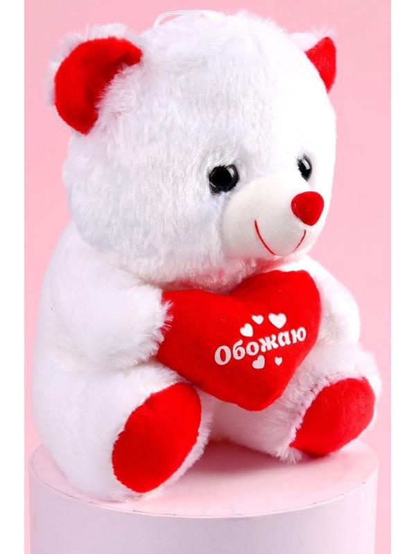 Мягкая игрушка «Обожаю», мишка, с сердечком, 17 см