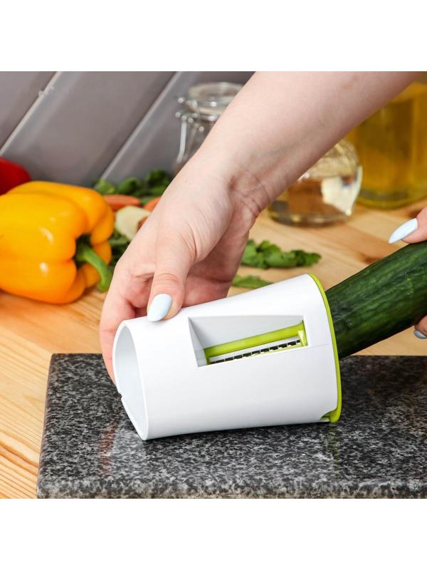 Овощерезка спиральная/соковыжималка с контейнером Доляна, 2 в 1, 10×9,9×8,6 см, цвет зелёный, белый