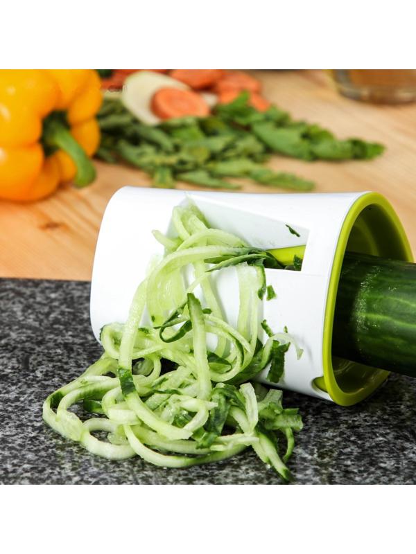 Овощерезка спиральная/соковыжималка с контейнером Доляна, 2 в 1, 10×9,9×8,6 см, цвет зелёный, белый