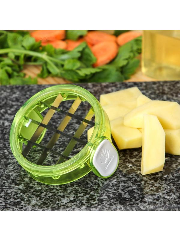 Овощерезка Доляна, 2 сменные насадки, съёмный пушер, 10,6×10,6×16,6 см, цвет зелёный, белый