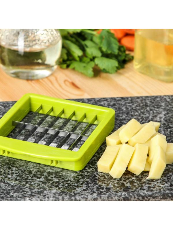 Овощерезка-шинковка Доляна со сменными насадками и контейнером, 6 насадок, 14×12,5×38,1 см, цвет белый, зелёный