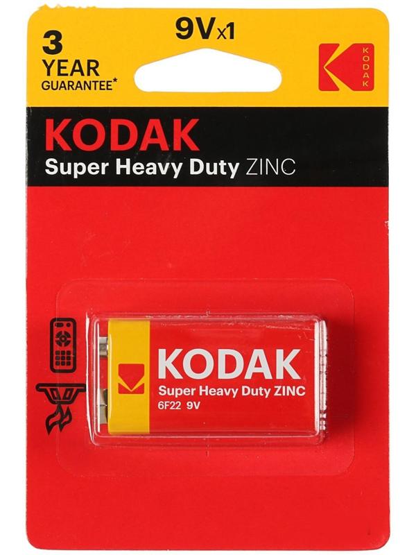 Батарейка солевая Kodak Extra Heavy Duty, 6F22-1BL, 9В, крона, блистер, 1 шт.