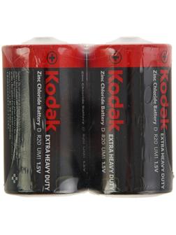Батарейка солевая Kodak Extra Heavy Duty, D, R20-2S, 1.5В, спайка, 2 шт.