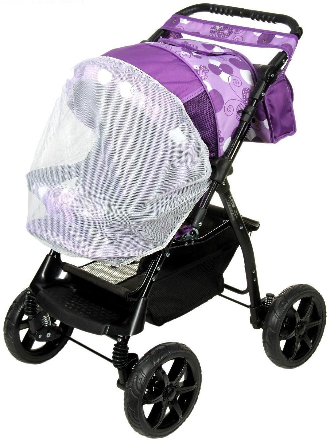 Коляска-трансформер «Гном», пластиковые колёса, оттенки фиолетового, рисунок МИКС