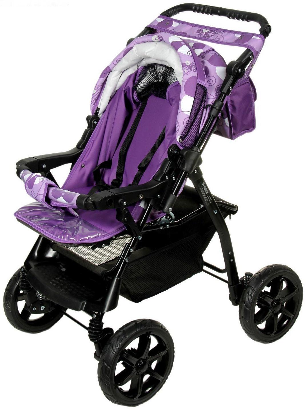 Коляска-трансформер «Гном», пластиковые колёса, оттенки фиолетового, рисунок МИКС
