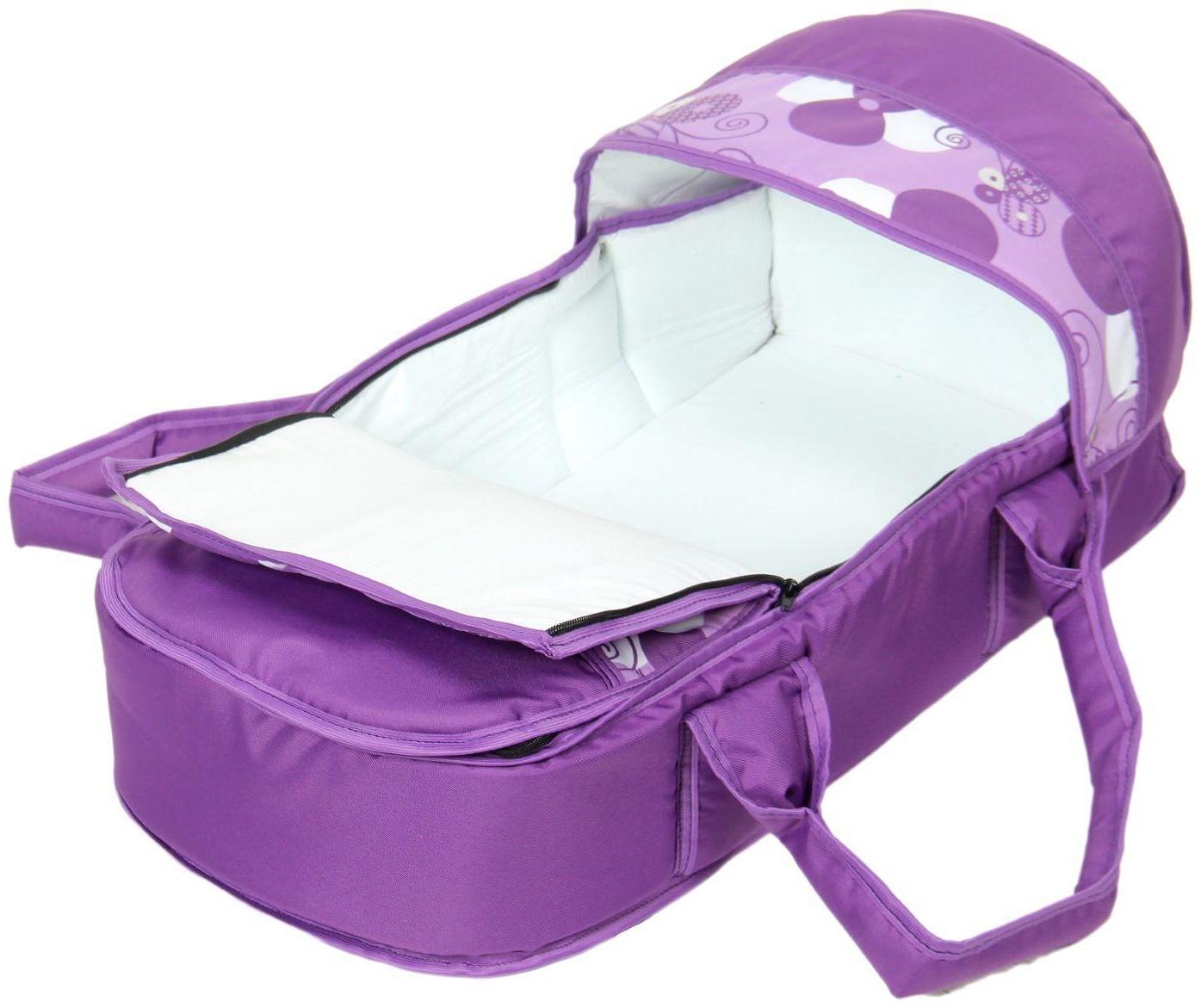 Коляска-трансформер «Гном», пластиковые колёса, оттенки фиолетового, рисунок МИКС