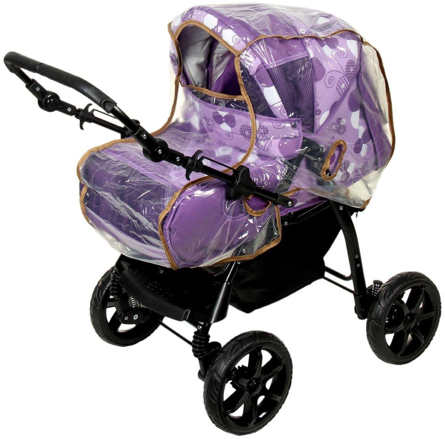Коляска-трансформер «Гном», пластиковые колёса, оттенки фиолетового, рисунок МИКС