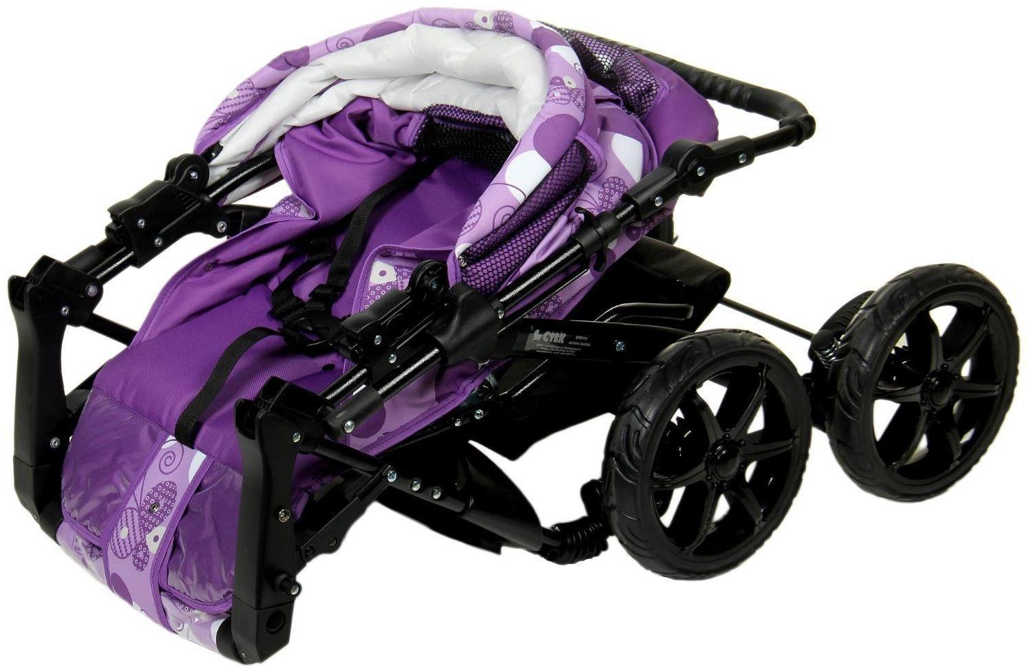 Коляска-трансформер «Гном», пластиковые колёса, оттенки фиолетового, рисунок МИКС