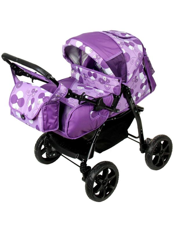 Коляска-трансформер «Гном», пластиковые колёса, оттенки фиолетового, рисунок МИКС