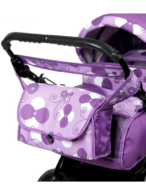 Коляска-трансформер «Гном», пластиковые колёса, оттенки фиолетового, рисунок МИКС