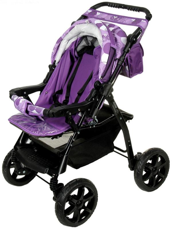 Коляска-трансформер «Гном», пластиковые колёса, оттенки фиолетового, рисунок МИКС