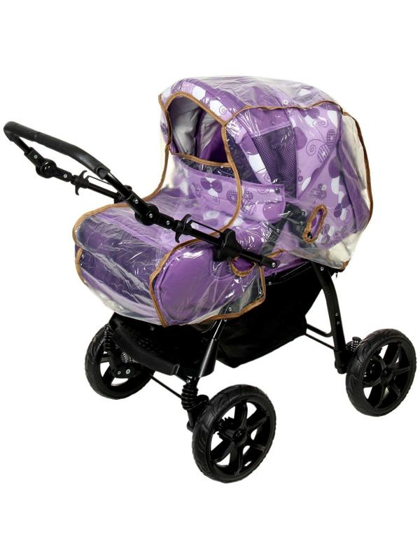 Коляска-трансформер «Гном», пластиковые колёса, оттенки фиолетового, рисунок МИКС