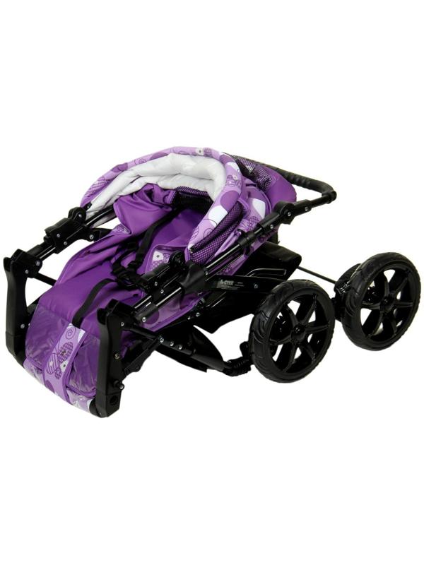 Коляска-трансформер «Гном», пластиковые колёса, оттенки фиолетового, рисунок МИКС