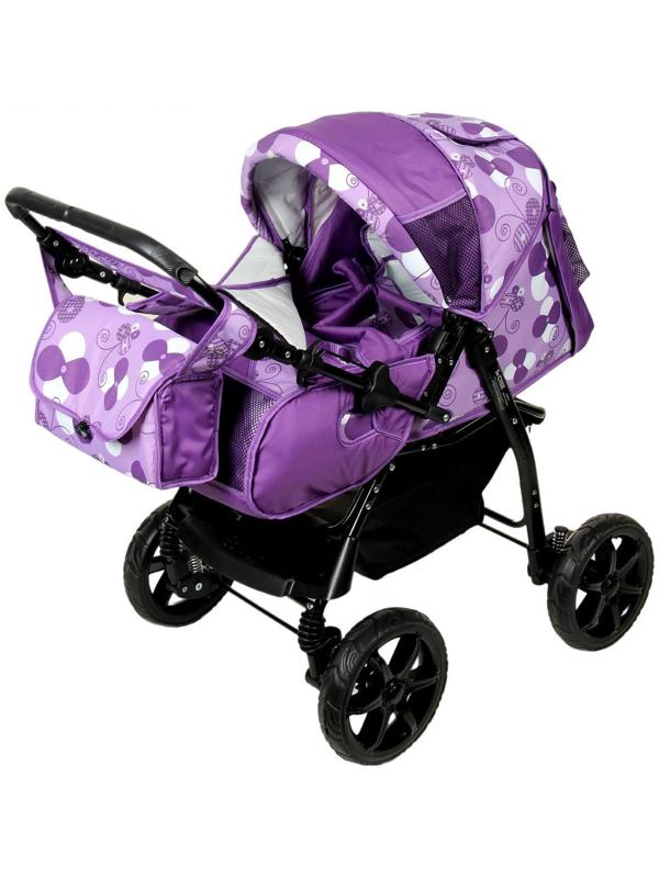 Коляска-трансформер «Гном», пластиковые колёса, оттенки фиолетового, рисунок МИКС