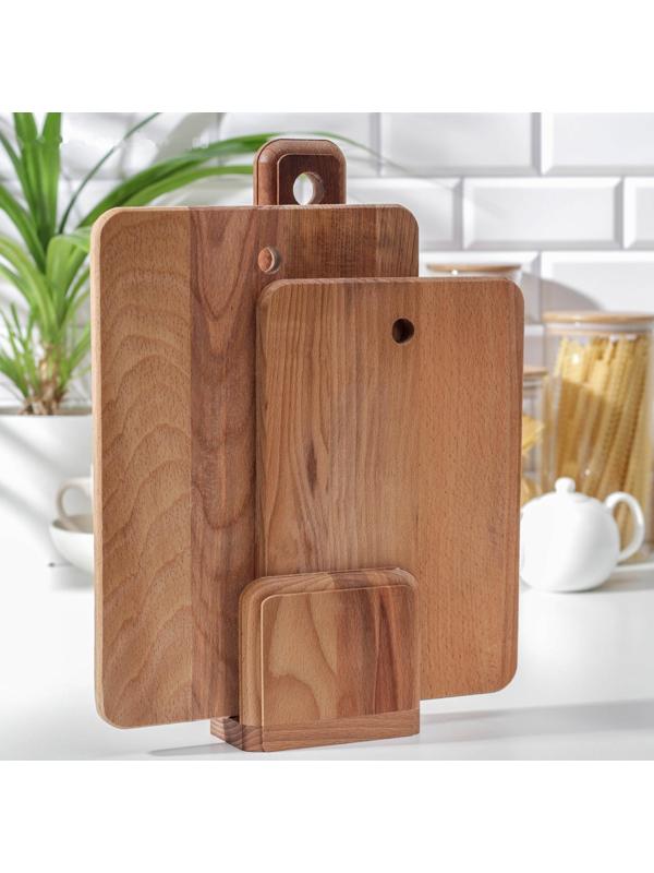 Нaбор досок разделочных нa подстaвке Премиум «Прямоугольный», 2 шт: 30×21 см, 35×24,5 см, мaссив букa