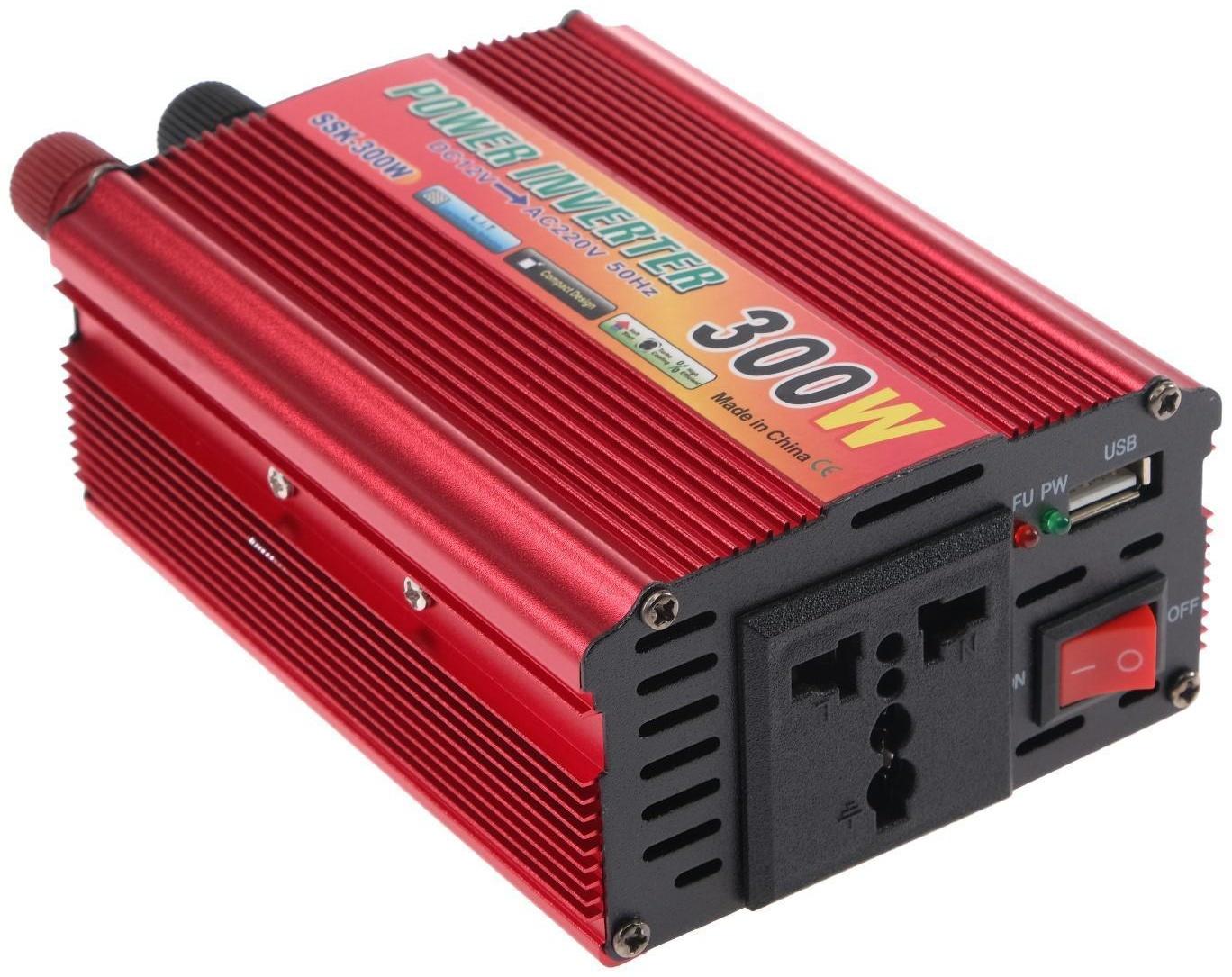 Преобразователь напряжения 12/220 В, 300 Вт, USB выход