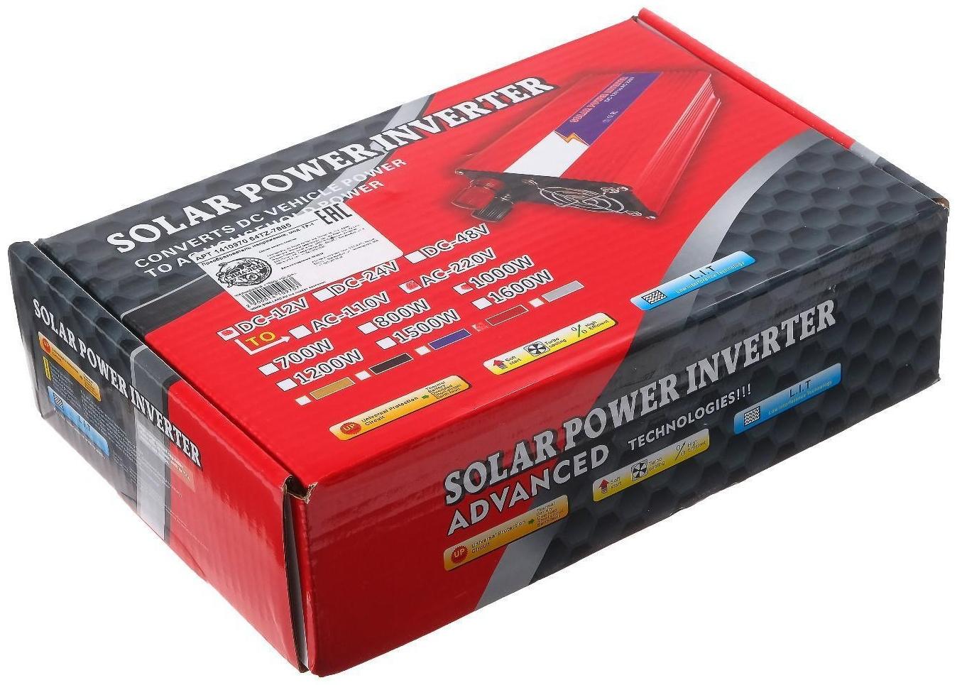 Преобразователь напряжения 12/220 В, 1000 Вт, USB выход