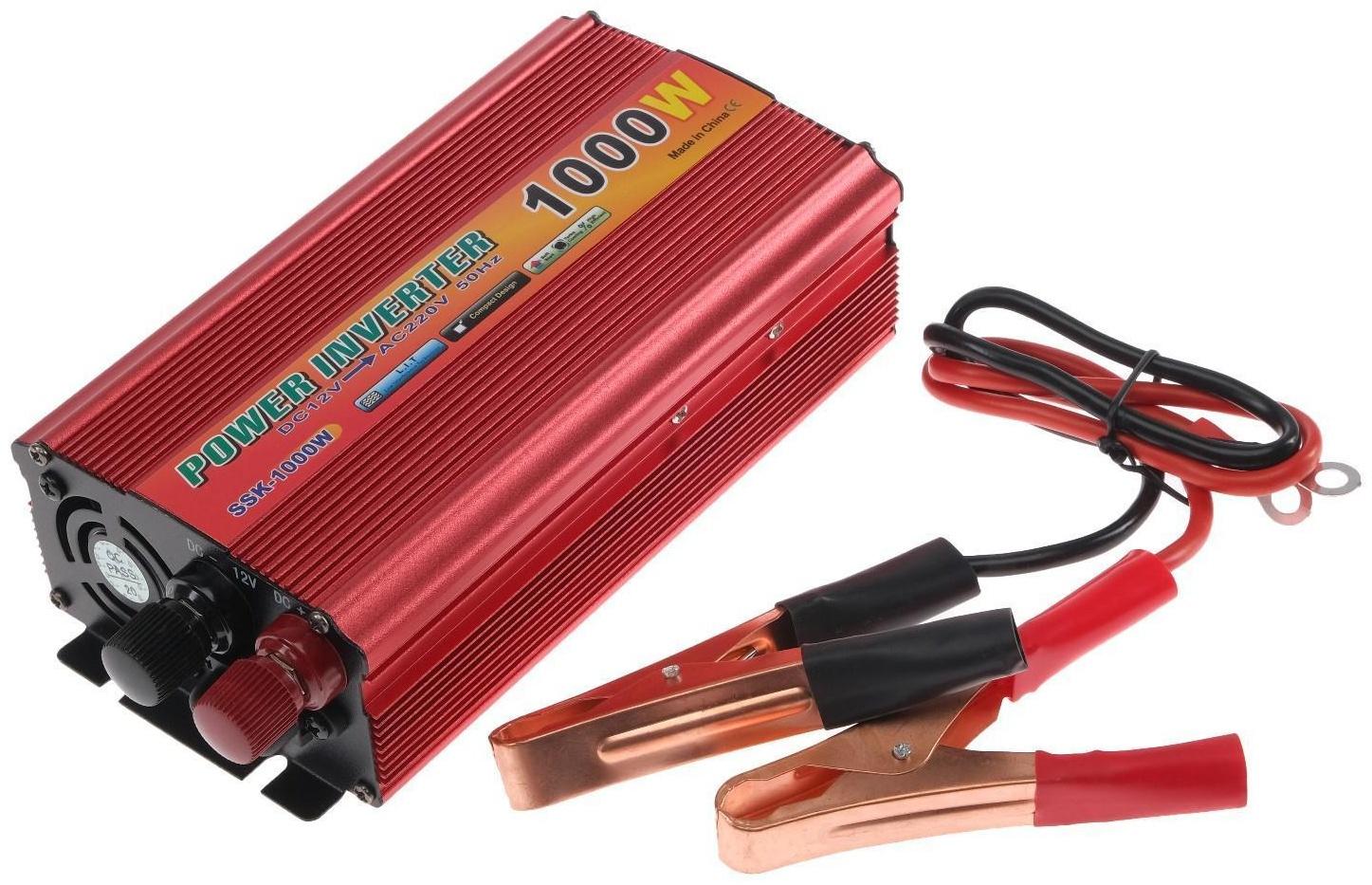 Преобразователь напряжения 12/220 В, 1000 Вт, USB выход