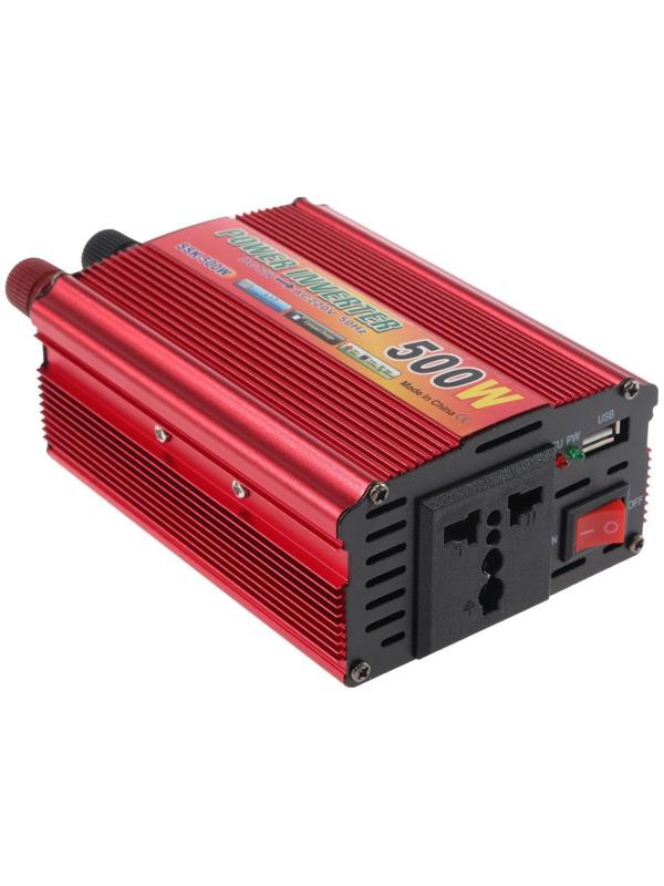 Преобразователь напряжения 12/220 В, 500 Вт, USB выход