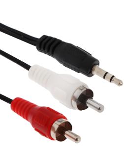 Кабель-переходник аудио LuazON Jack 3.5 (m) - 2xRCA (m), стерео, 1.2 м, черный