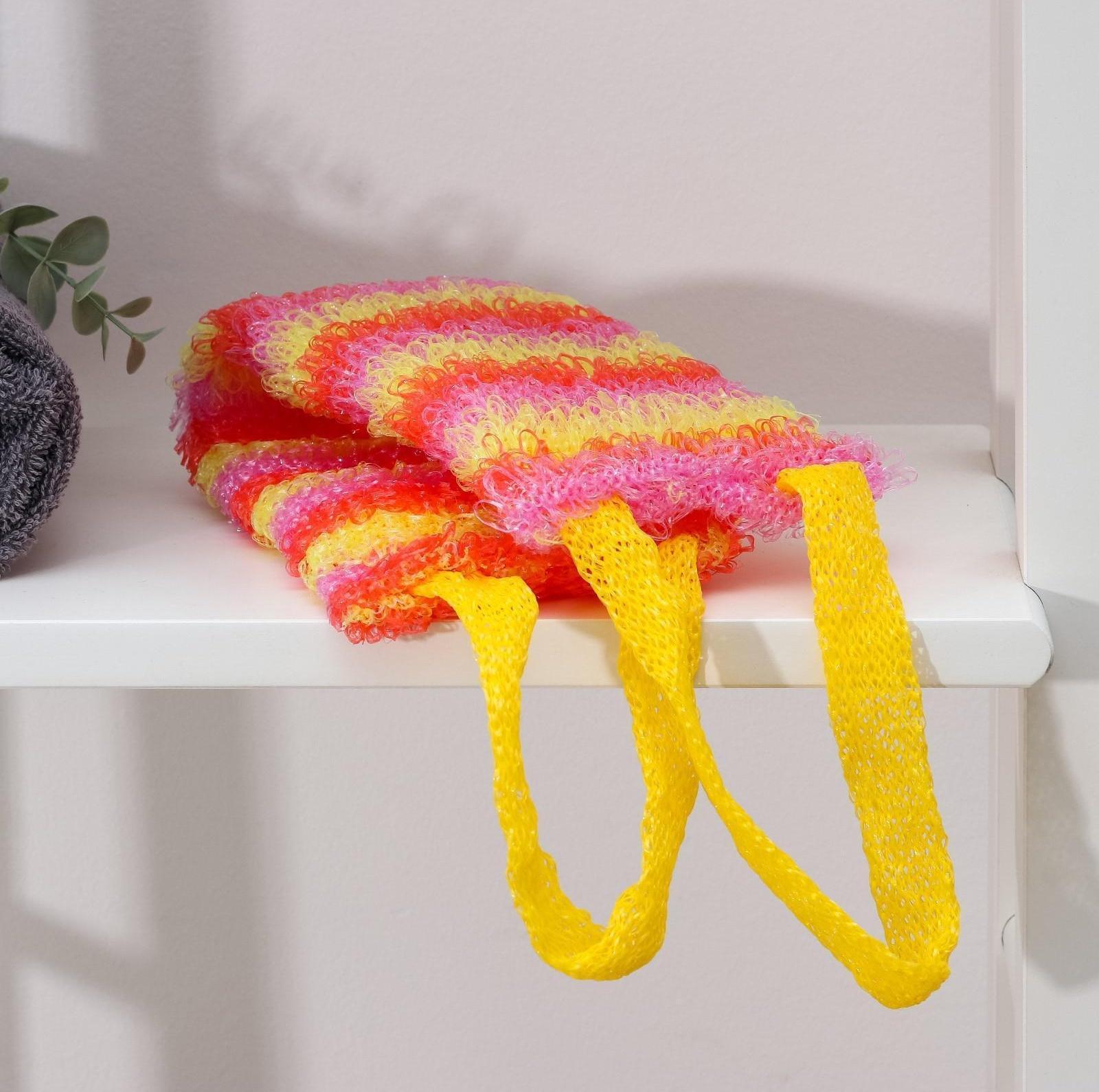 Мочалка для тела Доляна «Радуга», 12×45 см, цвет МИКС