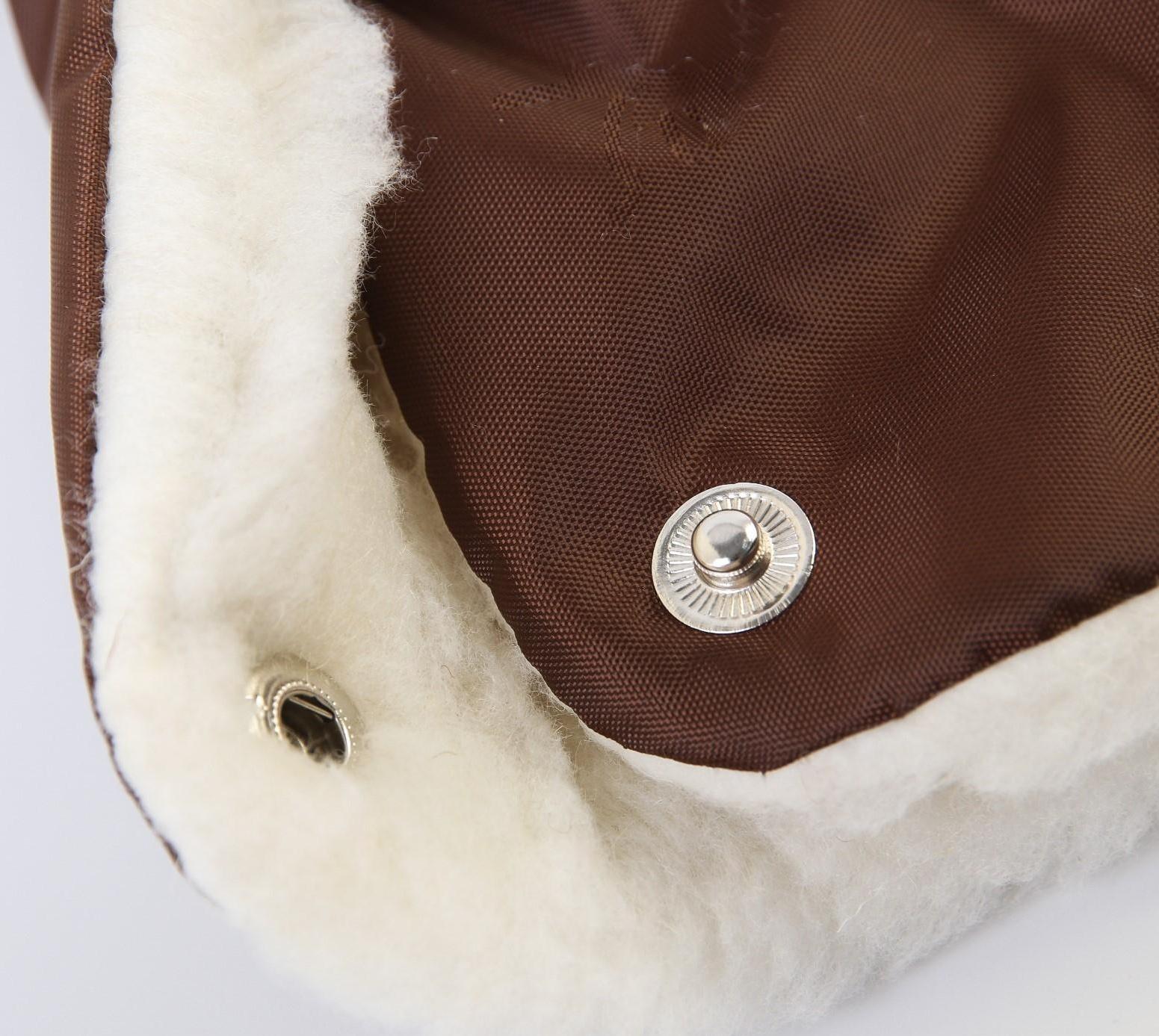 Муфта для рук на санки или коляску меховая, на кнопках, цвет коричневый