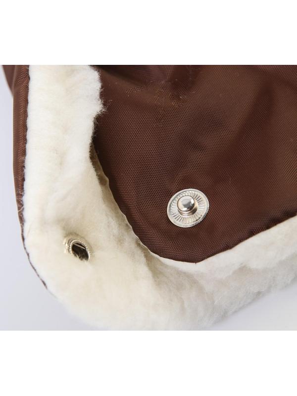 Муфта для рук на санки или коляску меховая, на кнопках, цвет коричневый