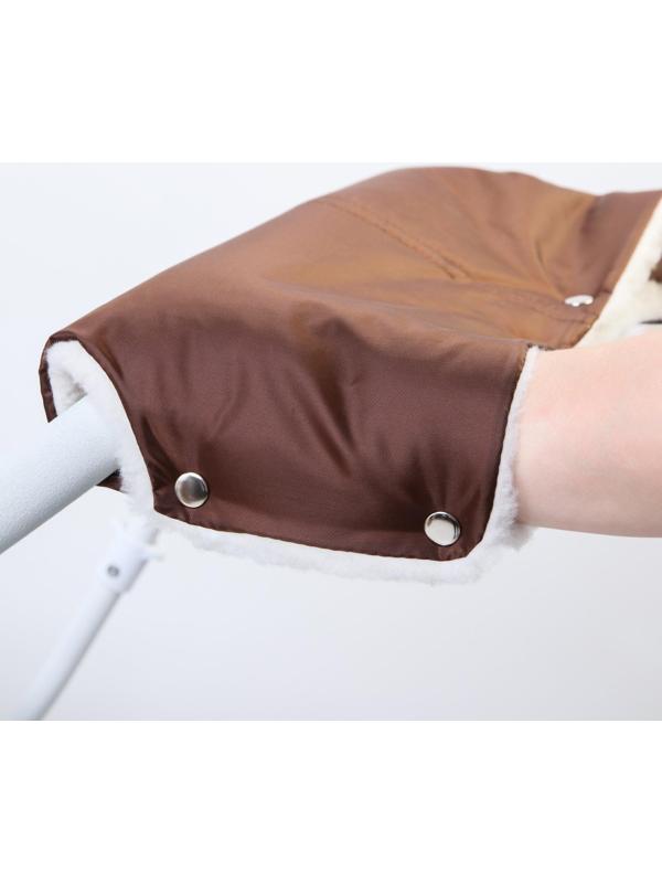 Муфта для рук на санки или коляску меховая, на кнопках, цвет коричневый