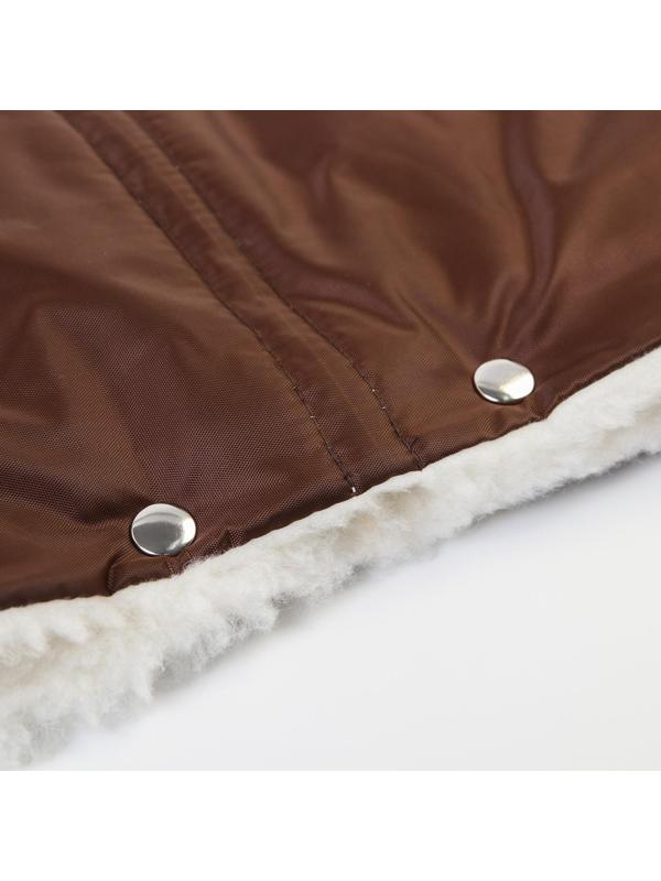 Муфта для рук на санки или коляску меховая, на кнопках, цвет коричневый