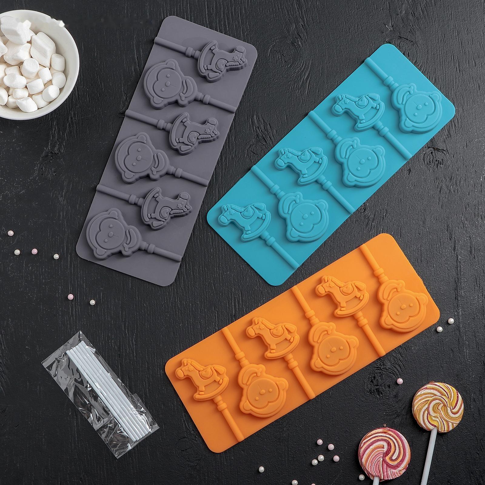 Форма для леденцов Доляна «Детство», 24×9,5 см, 6 ячеек, с палочками