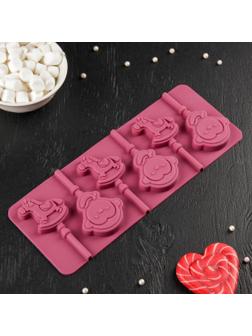 Форма для леденцов Доляна «Детство», 24×9,5 см, 6 ячеек, с палочками