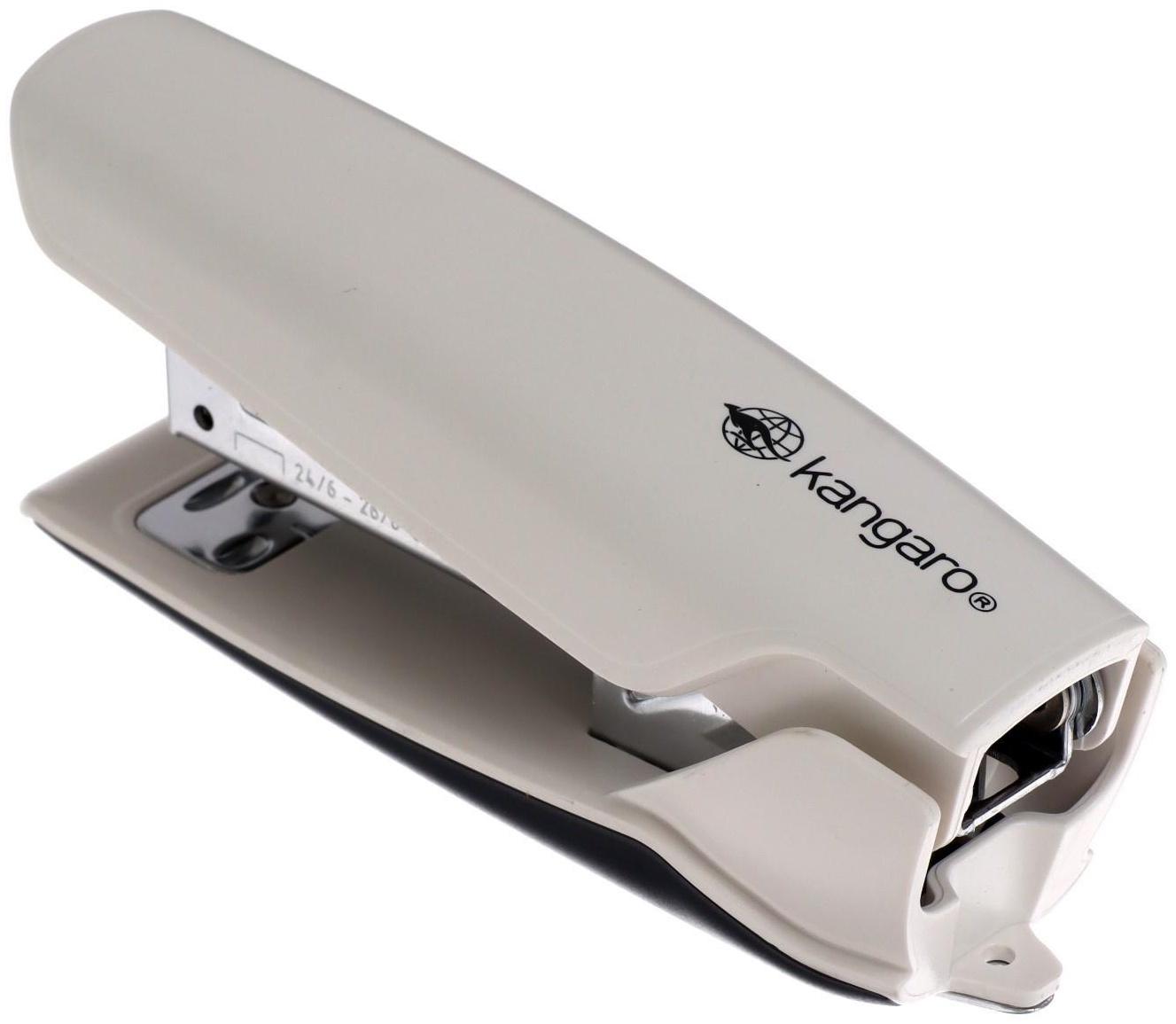 Степлер Kangaro Nowa-35 №24, до 25 листов, компактный, стальной механизм, встроенный антистеплер, бежевый