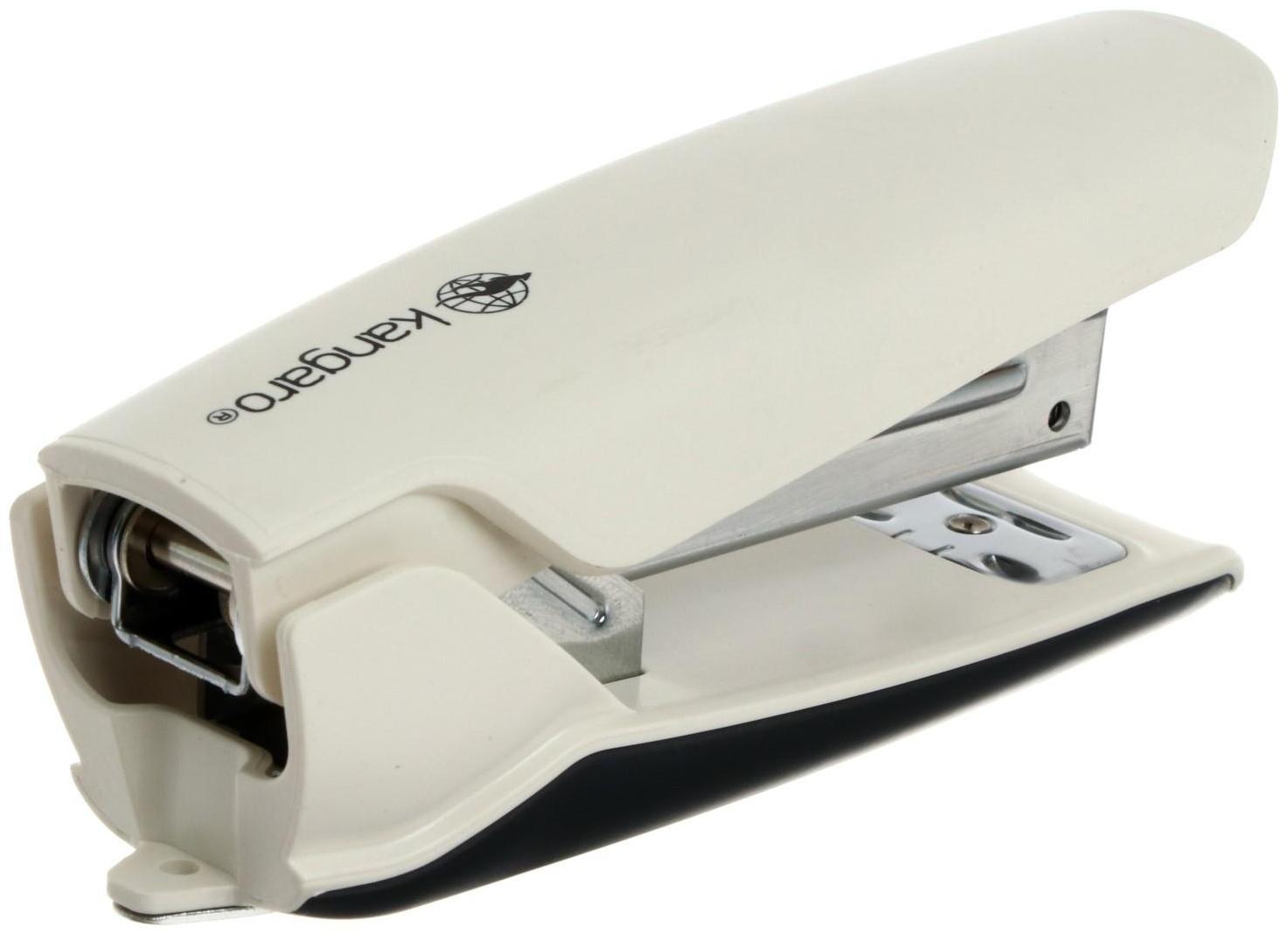 Степлер Kangaro Nowa-35 №24, до 25 листов, компактный, стальной механизм, встроенный антистеплер, бежевый