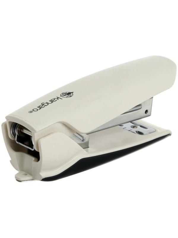 Степлер Kangaro Nowa-35 №24, до 25 листов, компактный, стальной механизм, встроенный антистеплер, бежевый