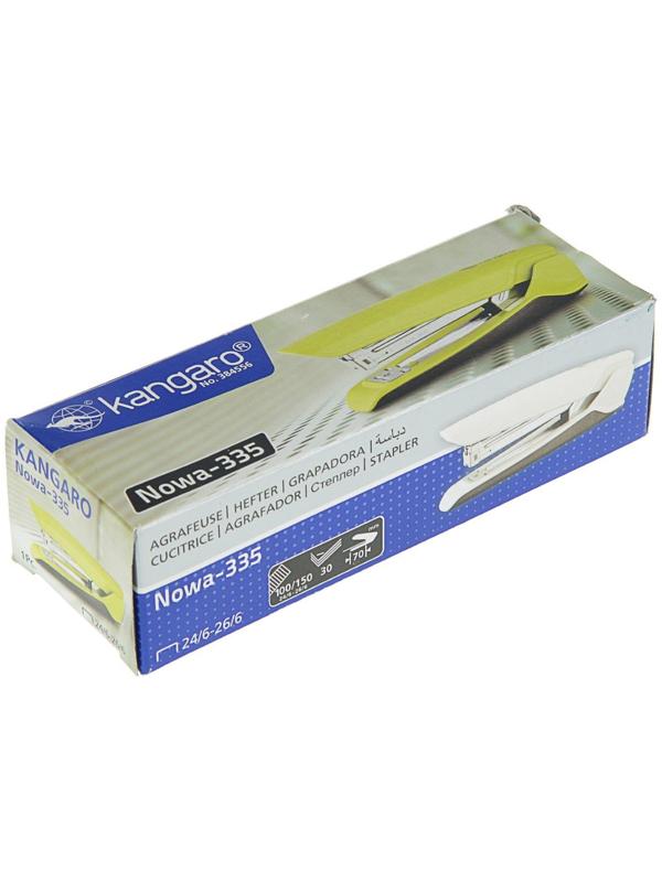 Степлер до 30 листов, Kangaro Nowa-335, стальной механизм, подходит скоба №24/6 и 26/6, бирюзовый