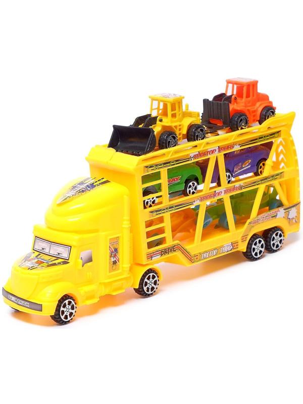 Грузовик инерционный «Автовоз» 3-х уровневый, с 6 машинами, цвета МИКС
