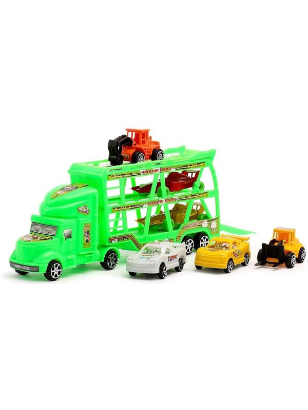 Грузовик инерционный «Автовоз» 3-х уровневый, с 6 машинами, цвета МИКС