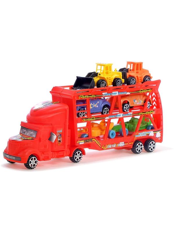Грузовик инерционный «Автовоз» 3-х уровневый, с 6 машинами, цвета МИКС