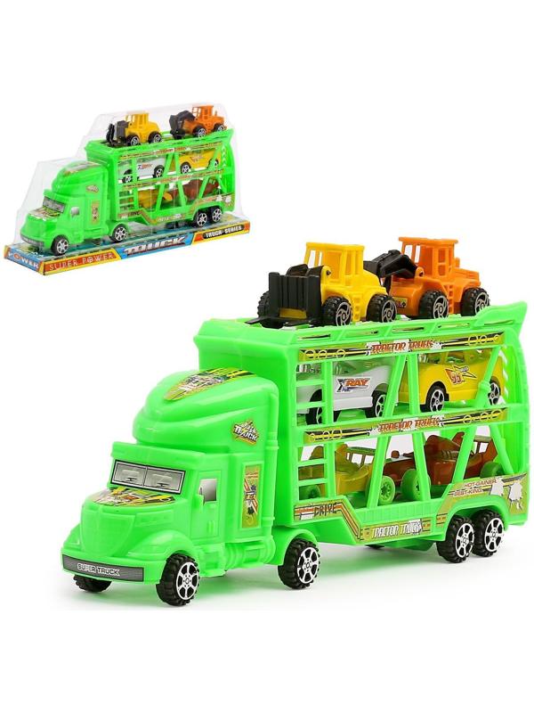 Грузовик инерционный «Автовоз» 3-х уровневый, с 6 машинами, цвета МИКС