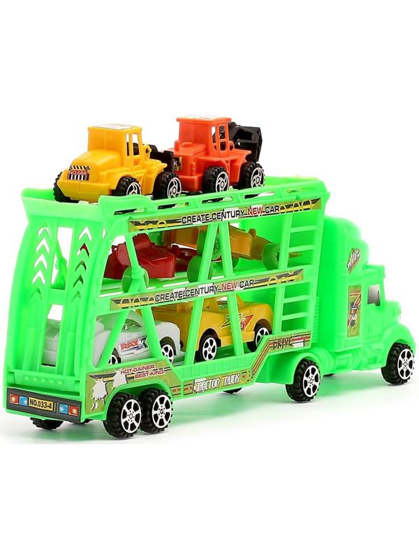 Грузовик инерционный «Автовоз» 3-х уровневый, с 6 машинами, цвета МИКС