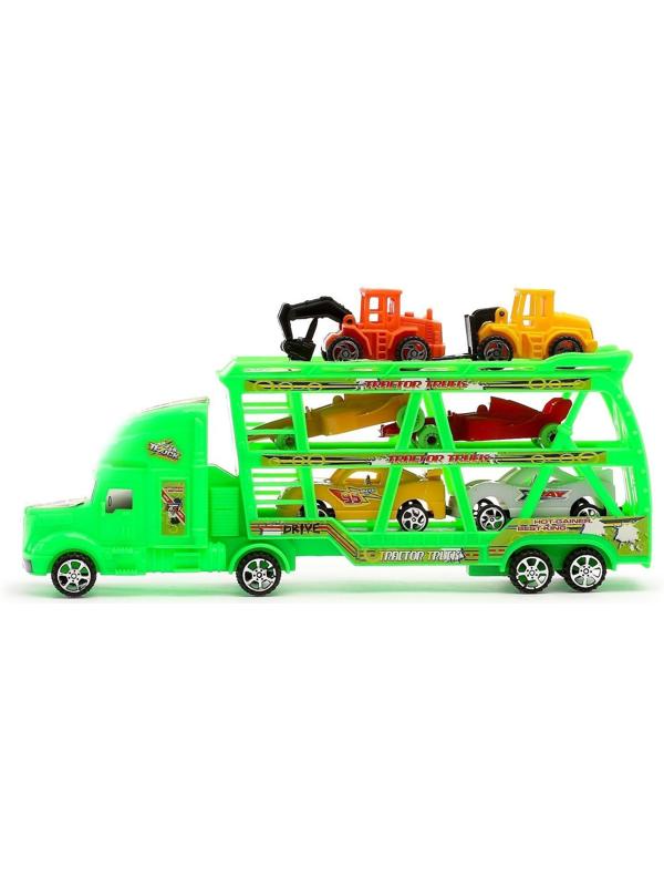 Грузовик инерционный «Автовоз» 3-х уровневый, с 6 машинами, цвета МИКС