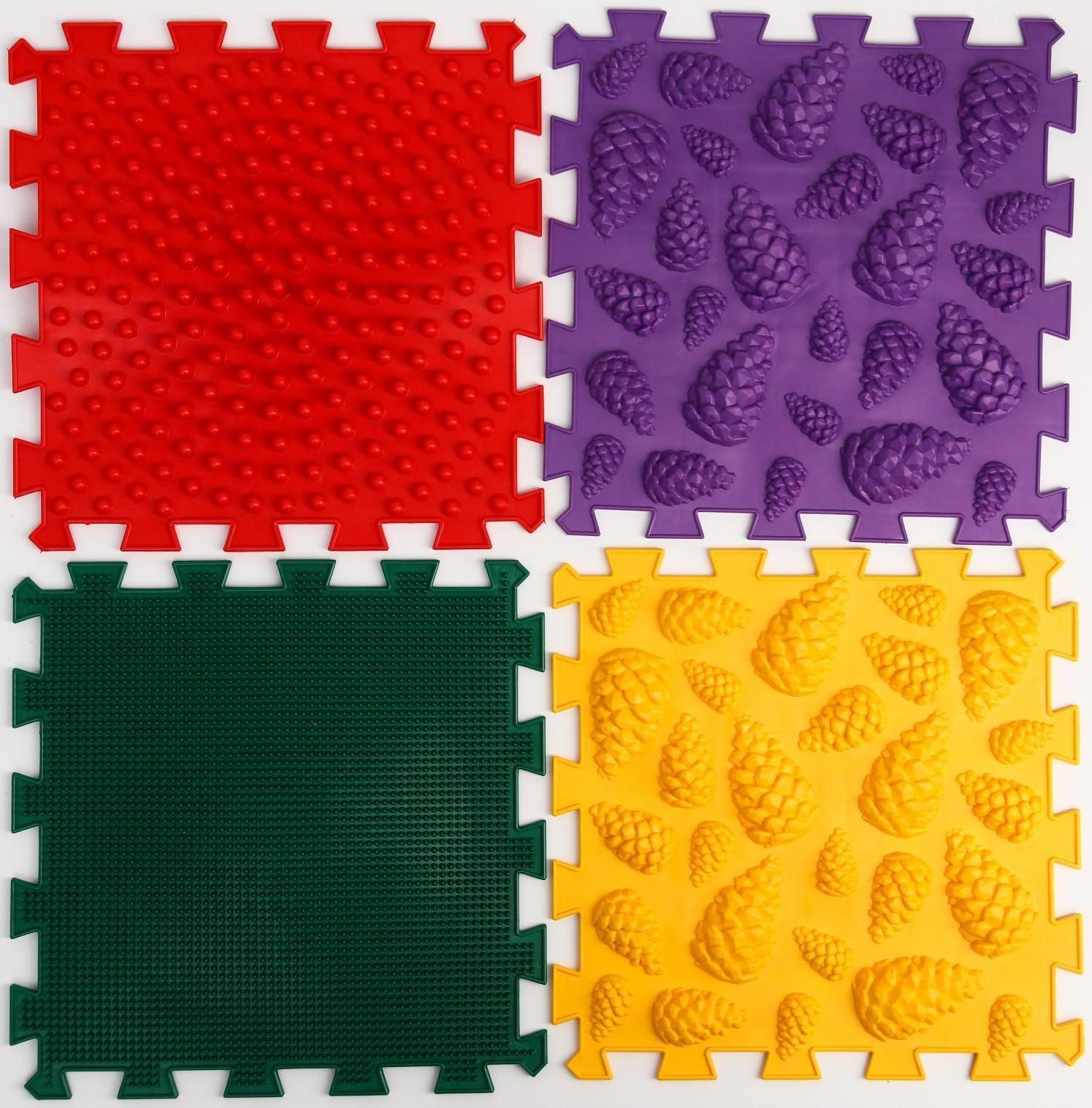 Модульный массажный коврик «Лес», 8 модулей, 4 вида, цвет МИКС