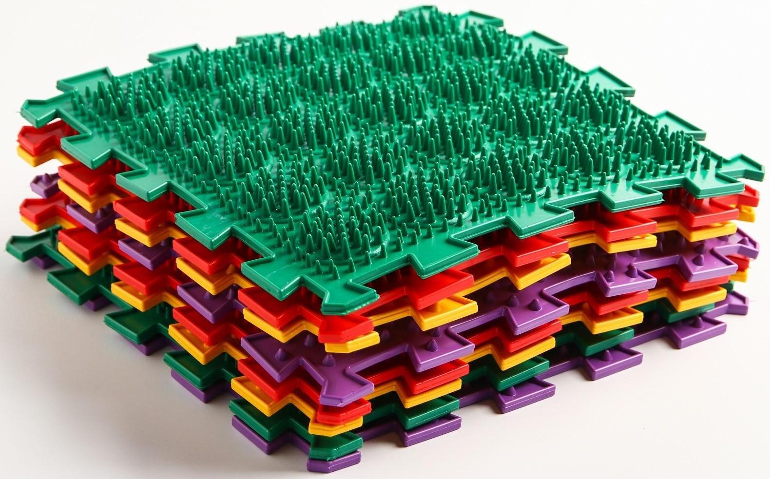 Модульный массажный коврик ОРТО ПАЗЛ «Ежики», 8 модулей, 4 вида, цвет МИКС