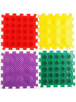 Модульный массажный коврик ОРТО ПАЗЛ «Ежики», 8 модулей, 4 вида, цвет МИКС