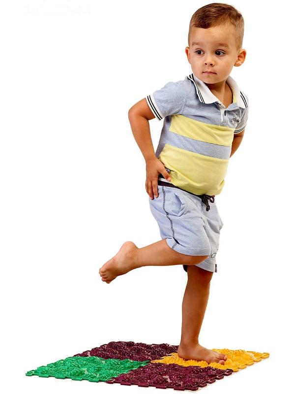 Модульный массажный коврик ОРТО ПАЗЛ «Ежики», 8 модулей, 4 вида, цвет МИКС