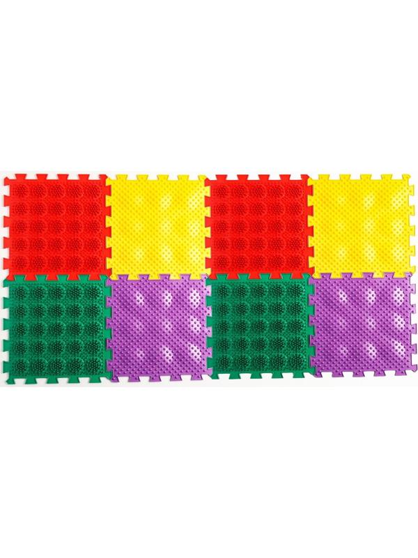 Модульный массажный коврик ОРТО ПАЗЛ «Ежики», 8 модулей, 4 вида, цвет МИКС